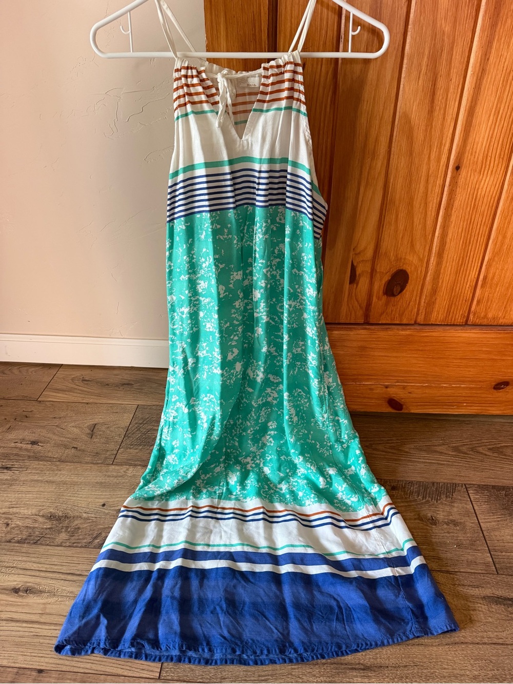 prAna Halter Midi Dress Multicolor Striped Floral Print Small NWOT